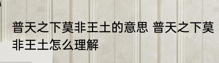 普天之下莫非王土的意思 普天之下莫非王土怎么理解