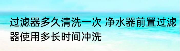 过滤器多久清洗一次 净水器前置过滤器使用多长时间冲洗
