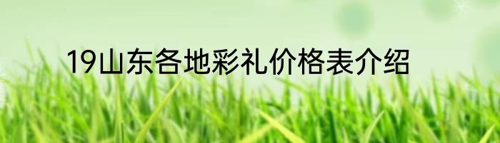 19山东各地彩礼价格表介绍