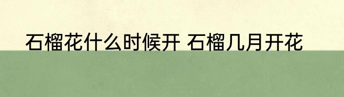 石榴花什么时候开 石榴几月开花