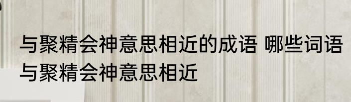 与聚精会神意思相近的成语 哪些词语与聚精会神意思相近