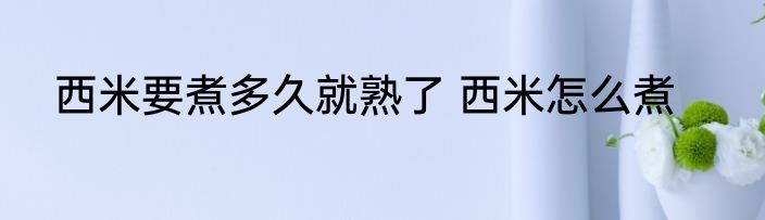 西米要煮多久就熟了 西米怎么煮