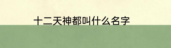 十二天神都叫什么名字