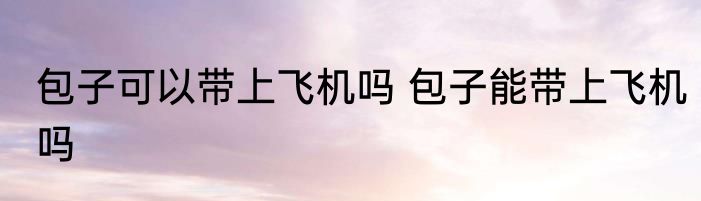 包子可以带上飞机吗 包子能带上飞机吗