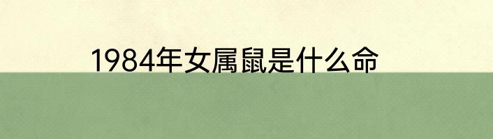 1984年女属鼠是什么命