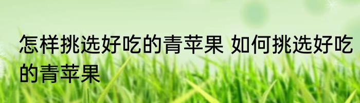 怎样挑选好吃的青苹果 如何挑选好吃的青苹果