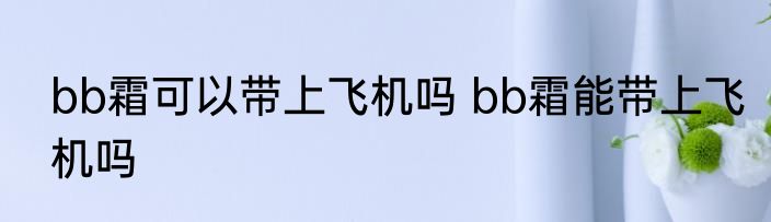 bb霜可以带上飞机吗 bb霜能带上飞机吗