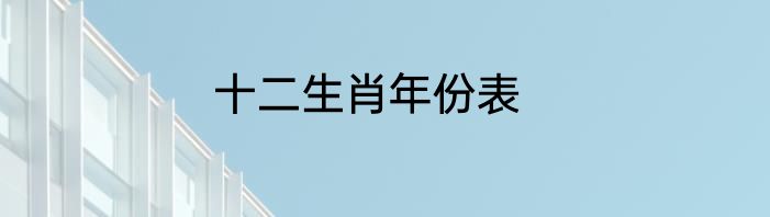 十二生肖年份表