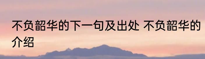 不负韶华的下一句及出处 不负韶华的介绍