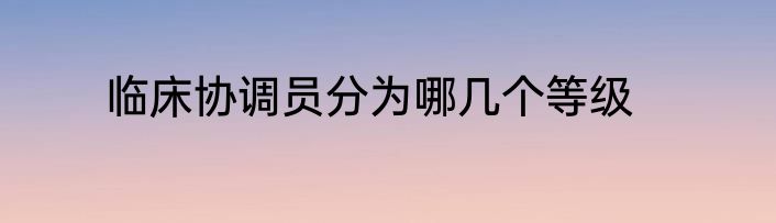 临床协调员分为哪几个等级