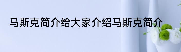 马斯克简介给大家介绍马斯克简介