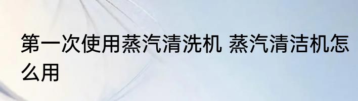 第一次使用蒸汽清洗机 蒸汽清洁机怎么用