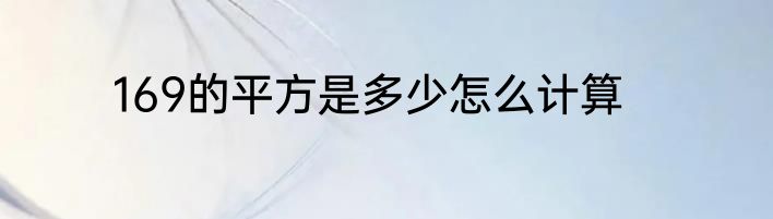 169的平方是多少怎么计算
