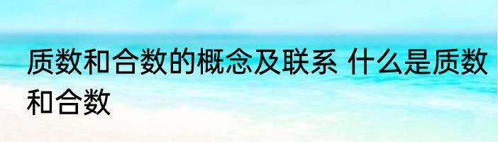 质数和合数的概念及联系 什么是质数和合数