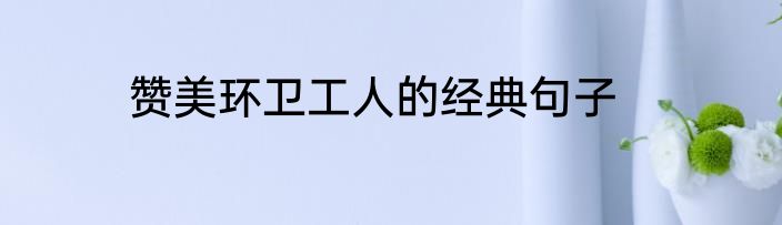 赞美环卫工人的经典句子