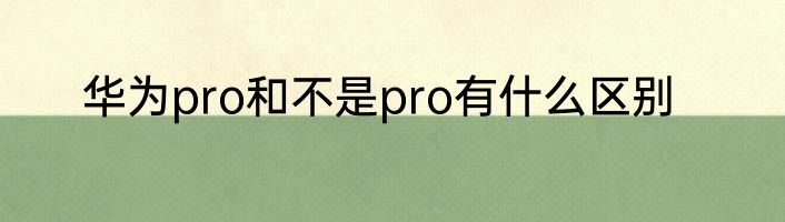 华为pro和不是pro有什么区别