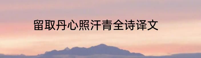 留取丹心照汗青全诗译文