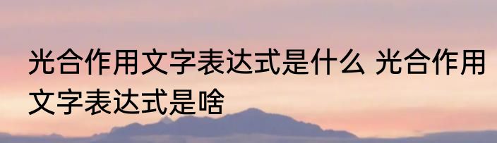 光合作用文字表达式是什么 光合作用文字表达式是啥