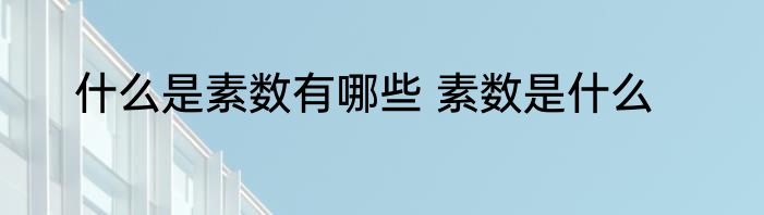 什么是素数有哪些 素数是什么