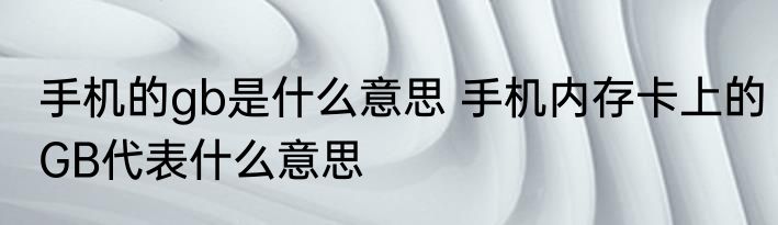 手机的gb是什么意思 手机内存卡上的GB代表什么意思