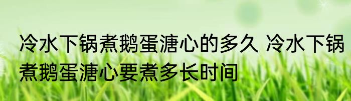 冷水下锅煮鹅蛋溏心的多久 冷水下锅煮鹅蛋溏心要煮多长时间