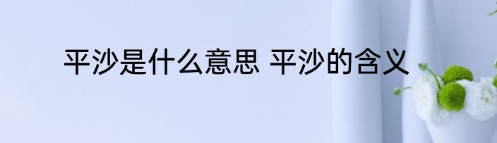 平沙是什么意思 平沙的含义