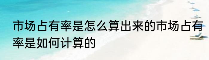 市场占有率是怎么算出来的市场占有率是如何计算的