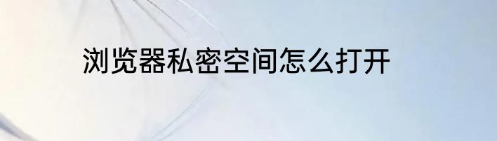 浏览器私密空间怎么打开