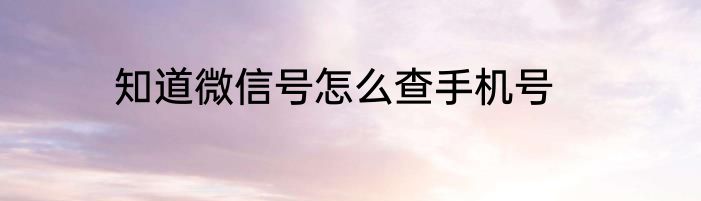 知道微信号怎么查手机号