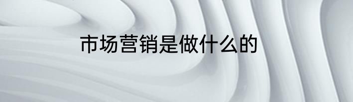 市场营销是做什么的