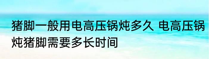 猪脚一般用电高压锅炖多久 电高压锅炖猪脚需要多长时间
