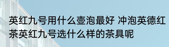 英红九号用什么壶泡最好 冲泡英德红茶英红九号选什么样的茶具呢