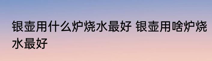 银壶用什么炉烧水最好 银壶用啥炉烧水最好