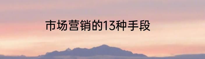 市场营销的13种手段