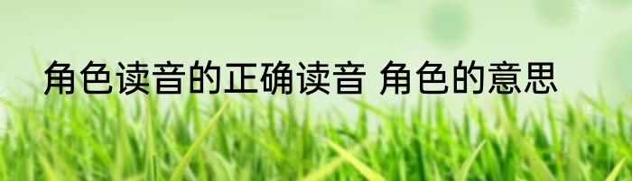 角色读音的正确读音 角色的意思