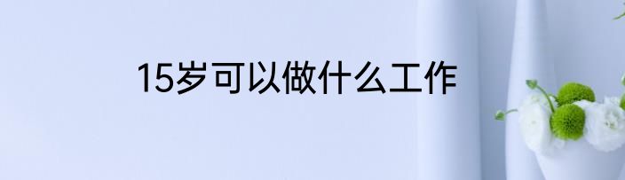 15岁可以做什么工作