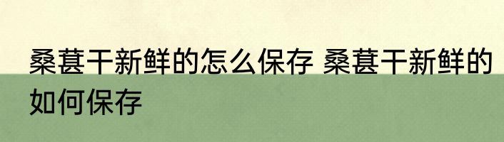 桑葚干新鲜的怎么保存 桑葚干新鲜的如何保存