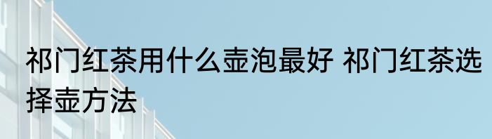 祁门红茶用什么壶泡最好 祁门红茶选择壶方法