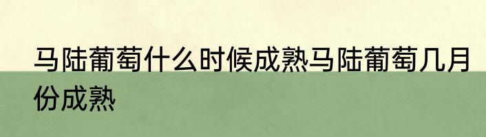 马陆葡萄什么时候成熟马陆葡萄几月份成熟