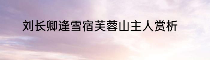 刘长卿逢雪宿芙蓉山主人赏析