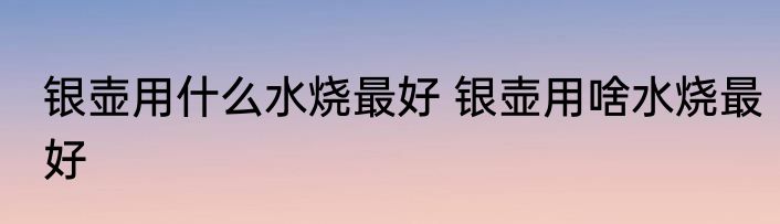 银壶用什么水烧最好 银壶用啥水烧最好
