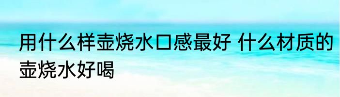 用什么样壶烧水口感最好 什么材质的壶烧水好喝