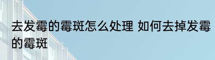 去发霉的霉斑怎么处理 如何去掉发霉的霉斑