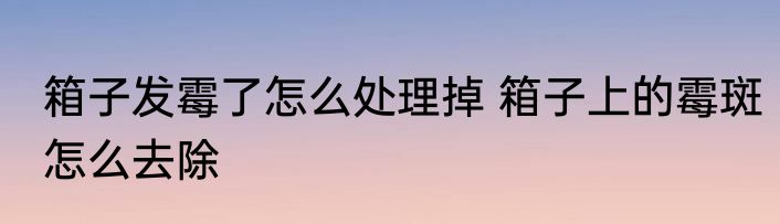 箱子发霉了怎么处理掉 箱子上的霉斑怎么去除