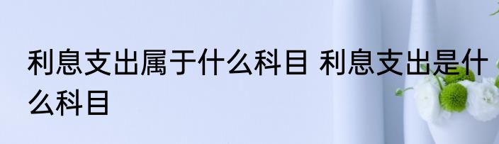 利息支出属于什么科目 利息支出是什么科目