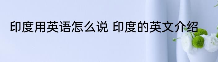 印度用英语怎么说 印度的英文介绍