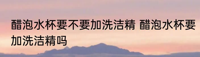 醋泡水杯要不要加洗洁精 醋泡水杯要加洗洁精吗