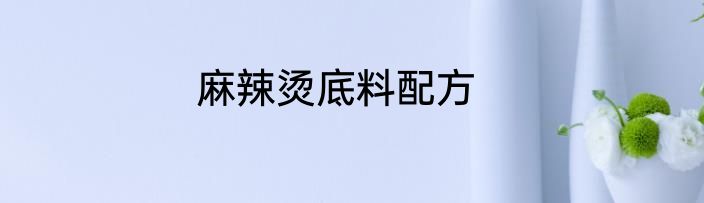麻辣烫底料配方