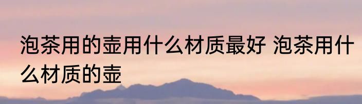泡茶用的壶用什么材质最好 泡茶用什么材质的壶
