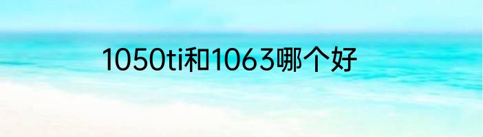 1050ti和1063哪个好